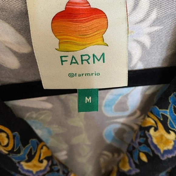 FARM Rio Black Garden Mini Dress with Multicolor Floral Design Medium - Picture 5 of 9